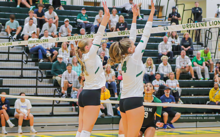 Girls playing volleyball